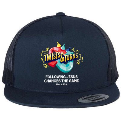 Twists And Turns VBS Follow Jesus Change The Games Flat Bill Trucker Hat