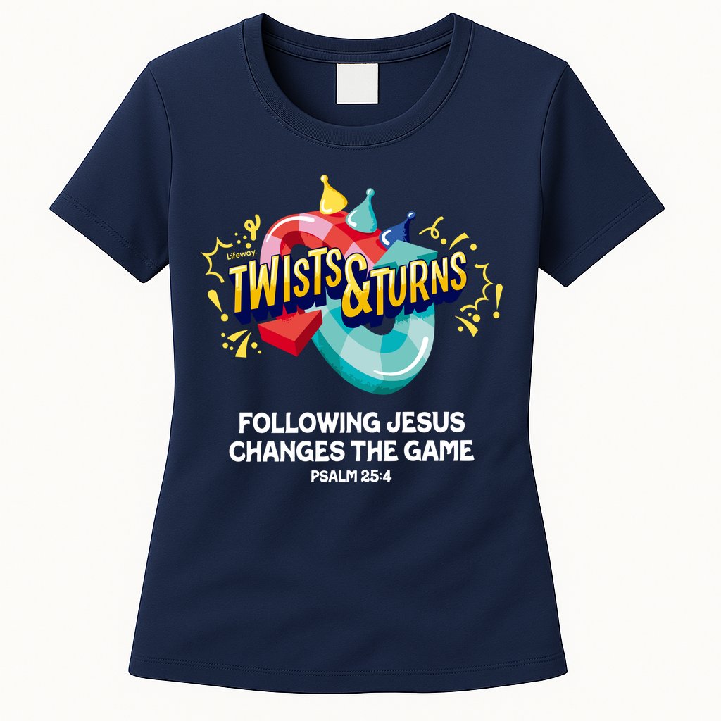 Twists And Turns VBS Follow Jesus Change The Games Womens T-Shirt