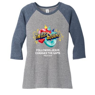 Twists And Turns VBS Follow Jesus Change The Games Women's Tri-Blend 3/4-Sleeve Raglan Shirt