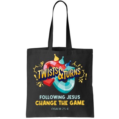 Twists And Turns VBS Follow Jesus Change The Games Tote Bag