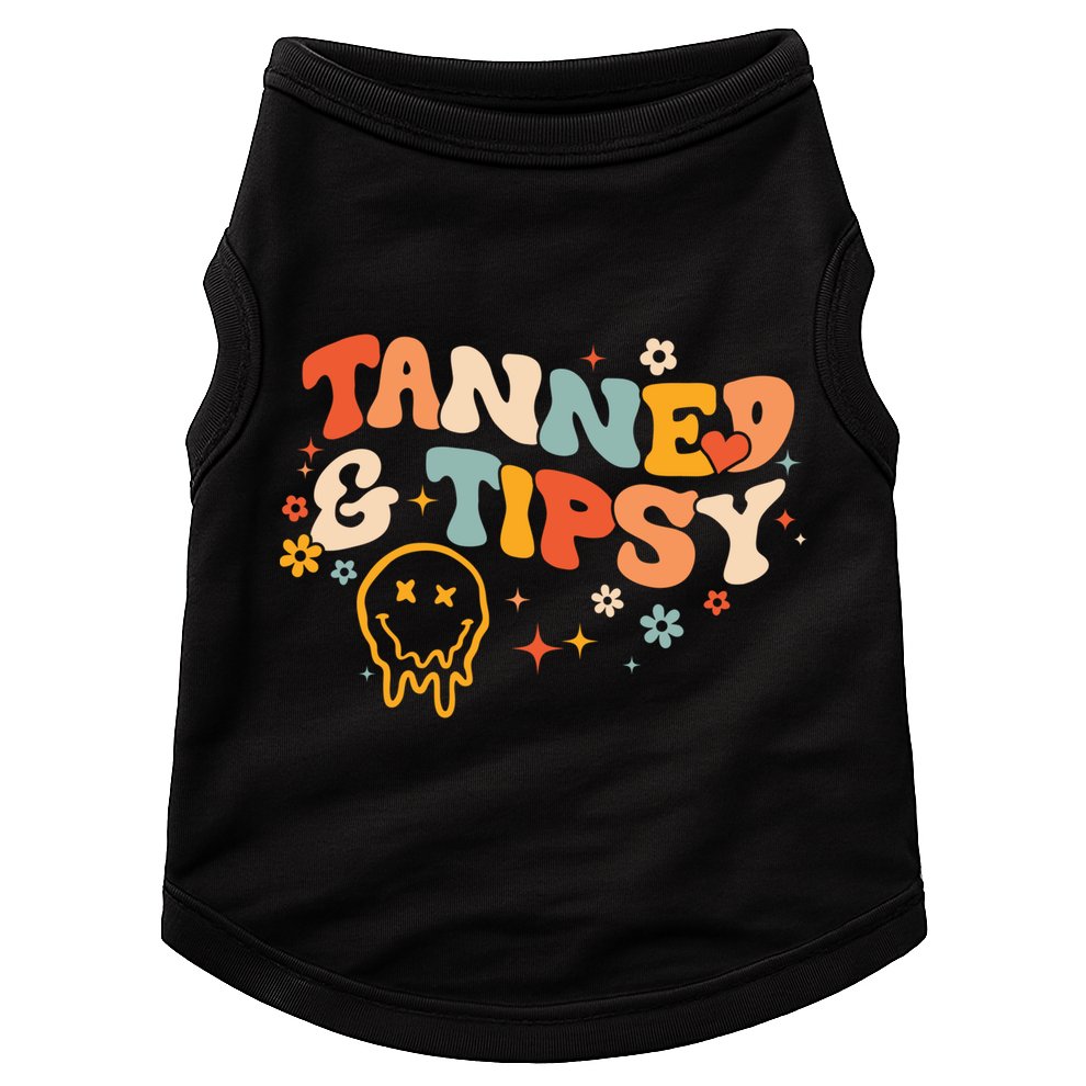 Tanned And Tipsy Funny Summer Tops Beach Meaningful Gift Doggie Tank
