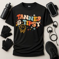 Tanned And Tipsy Funny Summer Tops Beach Meaningful Gift Performance Shirt