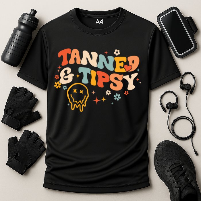 Tanned And Tipsy Funny Summer Tops Beach Meaningful Gift Performance Shirt