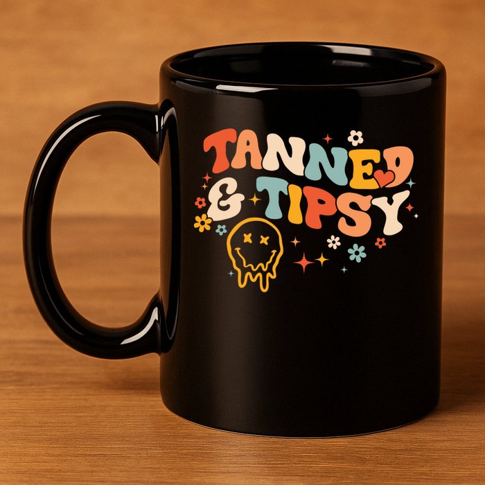 Tanned And Tipsy Funny Summer Tops Beach Meaningful Gift 11oz C Handle Ceramic Mug