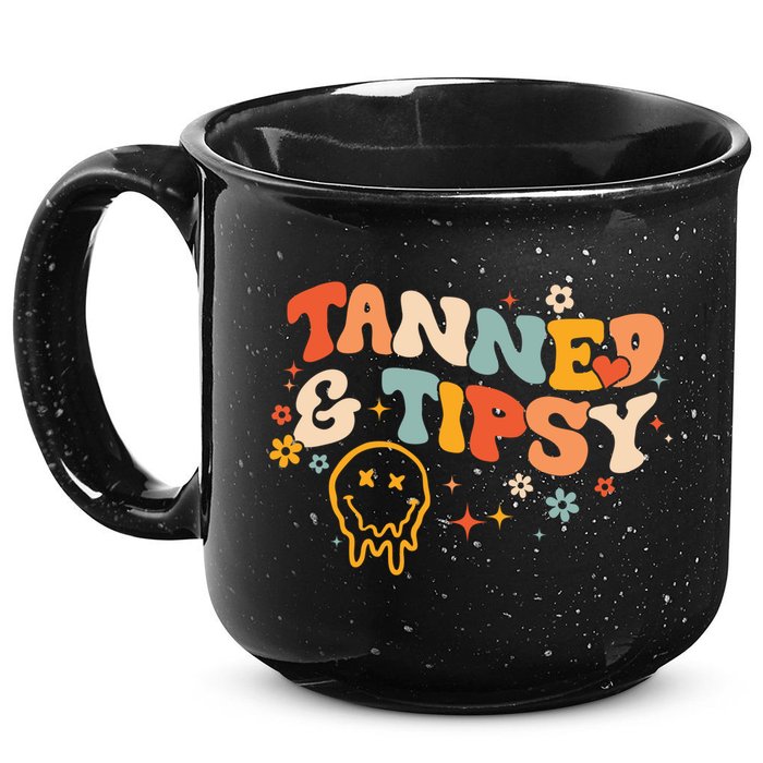 Tanned And Tipsy Funny Summer Tops Beach Meaningful Gift 15oz Campfire Ceramic Mug