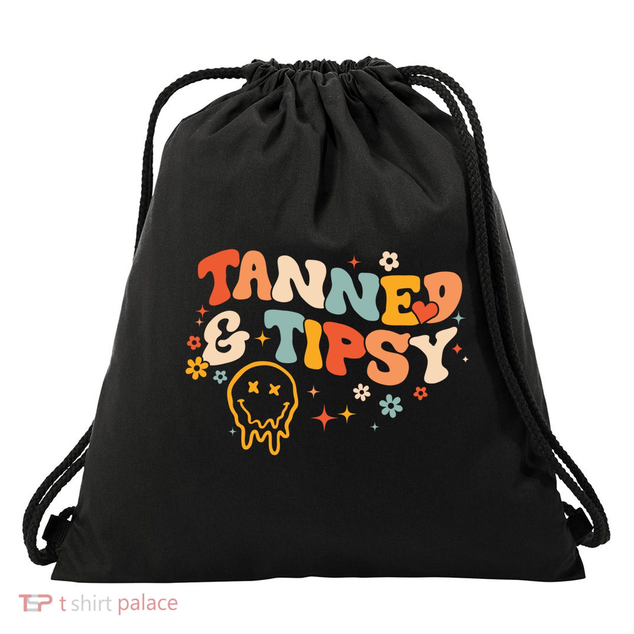 Tanned And Tipsy Funny Summer Tops Beach Meaningful Gift Drawstring Bag