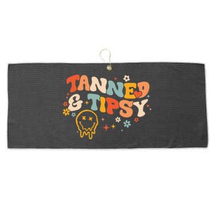 Tanned And Tipsy Funny Summer Tops Beach Meaningful Gift Large Microfiber Waffle Golf Towel