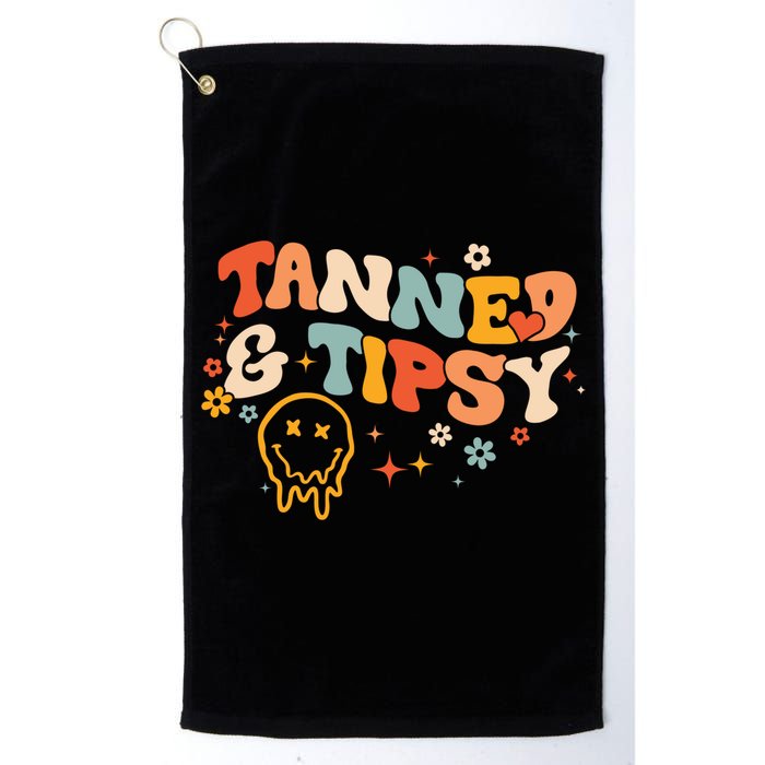 Tanned And Tipsy Funny Summer Tops Beach Meaningful Gift Golf Towel