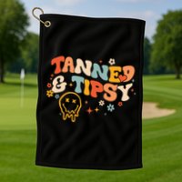 Tanned And Tipsy Funny Summer Tops Beach Meaningful Gift Golf Towel
