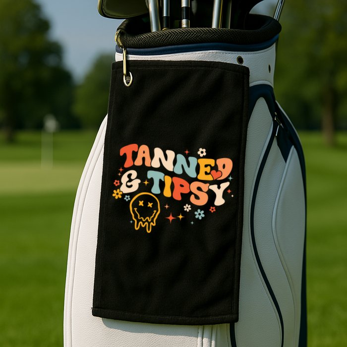 Tanned And Tipsy Funny Summer Tops Beach Meaningful Gift Golf Towel