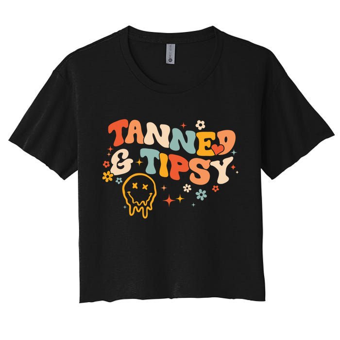 Tanned And Tipsy Funny Summer Tops Beach Meaningful Gift Crop Top