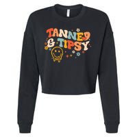 Tanned And Tipsy Funny Summer Tops Beach Meaningful Gift Cropped Pullover Crew
