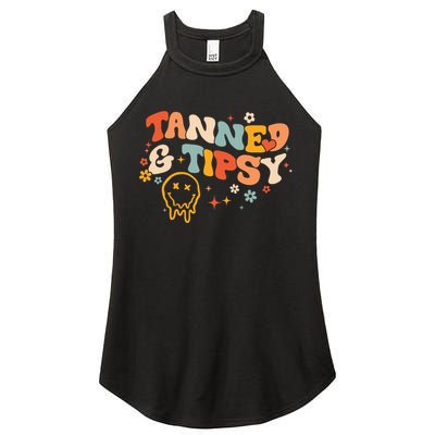 Tanned And Tipsy Funny Summer Tops Beach Meaningful Gift Women's Perfect Tri Rocker Tank