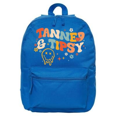 Tanned And Tipsy Funny Summer Tops Beach Meaningful Gift 16 in Basic Backpack