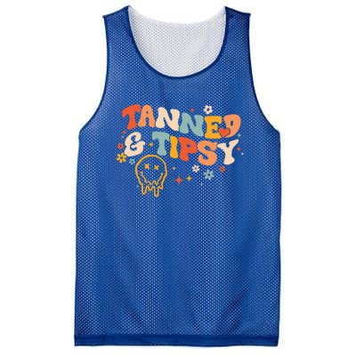 Tanned And Tipsy Funny Summer Tops Beach Meaningful Gift Mesh Reversible Basketball Jersey Tank