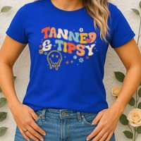 Tanned And Tipsy Funny Summer Tops Beach Meaningful Gift Womens T-Shirt