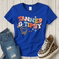 Tanned And Tipsy Funny Summer Tops Beach Meaningful Gift Womens T-Shirt