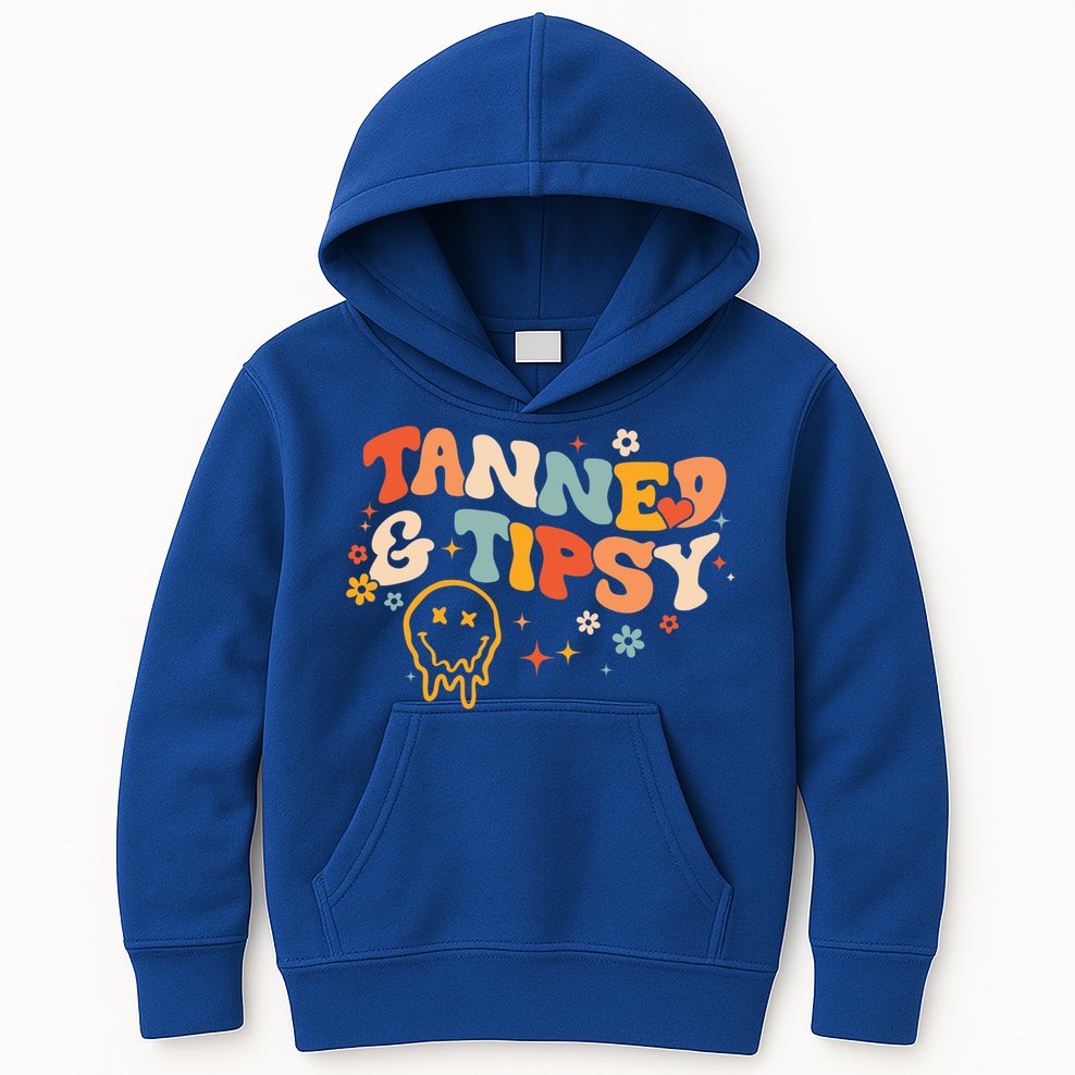 Tanned And Tipsy Funny Summer Tops Beach Meaningful Gift Kids Hoodie