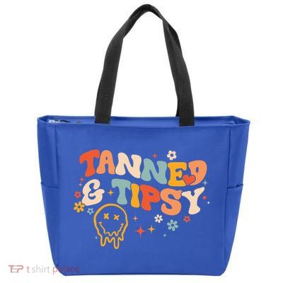 Tanned And Tipsy Funny Summer Tops Beach Meaningful Gift Zip Tote Bag