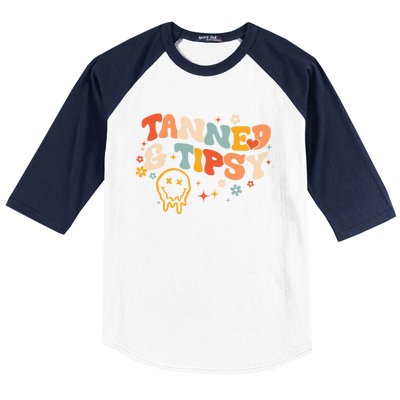 Tanned And Tipsy Funny Summer Tops Beach Meaningful Gift Baseball Sleeve Shirt