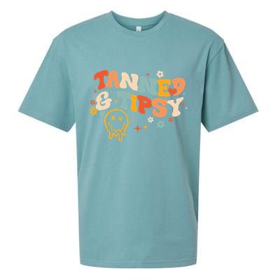 Tanned And Tipsy Funny Summer Tops Beach Meaningful Gift Sueded Cloud Jersey T-Shirt
