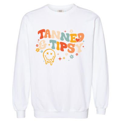 Tanned And Tipsy Funny Summer Tops Beach Meaningful Gift Garment-Dyed Sweatshirt