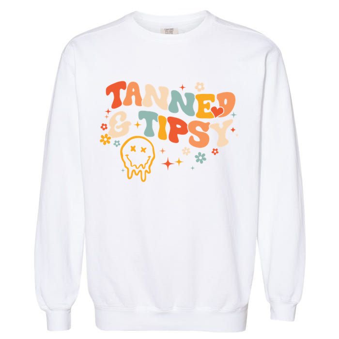 Tanned And Tipsy Funny Summer Tops Beach Meaningful Gift Garment-Dyed Sweatshirt