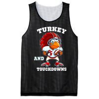 Turkey And Touchdowns Football Thanksgiving Funny Mesh Reversible Basketball Jersey Tank