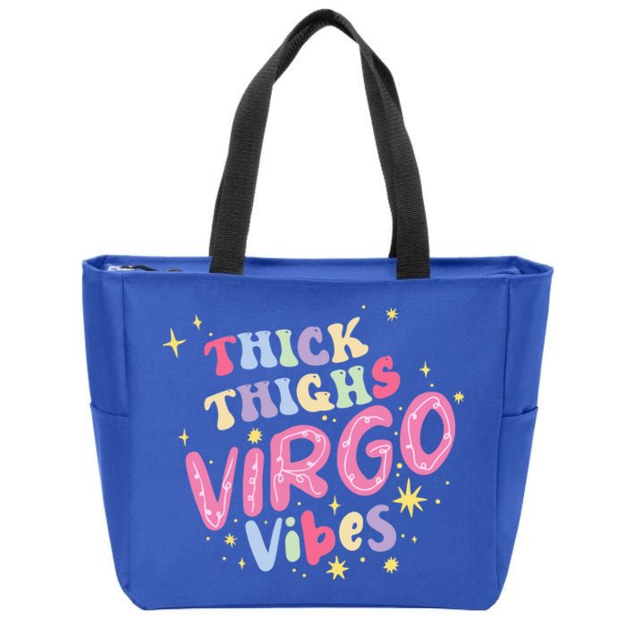 Thick And Thighs Virgo Vibes August September Birthday Groovy Funny Gift Zip Tote Bag