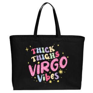 Thick And Thighs Virgo Vibes August September Birthday Groovy Funny Gift Cotton Canvas Jumbo Tote