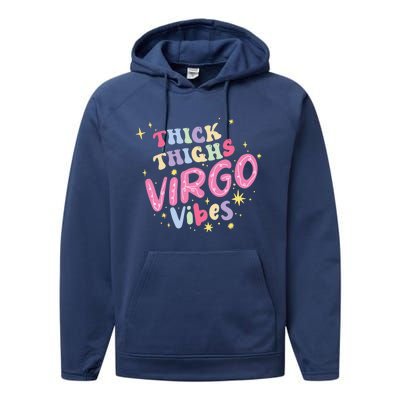 Thick And Thighs Virgo Vibes August September Birthday Groovy Funny Gift Performance Fleece Hoodie