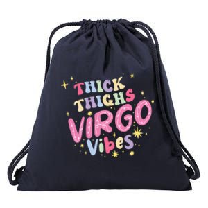 Thick And Thighs Virgo Vibes August September Birthday Groovy Funny Gift Drawstring Bag