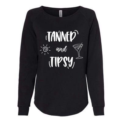 Tanned And Tipsy Funny Wine Day Ing Beach Meaningful Gift Womens California Wash Sweatshirt