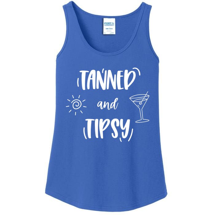 Tanned And Tipsy Funny Wine Day Ing Beach Meaningful Gift Ladies Essential Tank