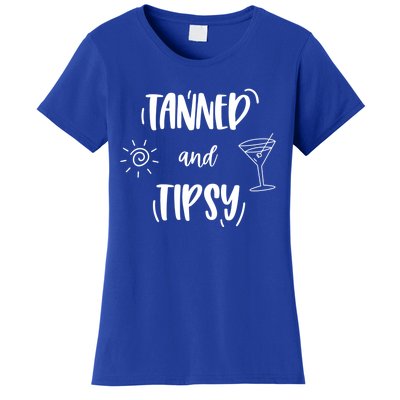 Tanned And Tipsy Funny Wine Day Ing Beach Meaningful Gift Women's T-Shirt