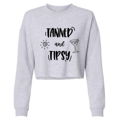 Tanned And Tipsy Funny Wine Day Ing Beach Meaningful Gift Cropped Pullover Crew