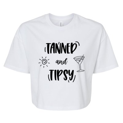 Tanned And Tipsy Funny Wine Day Ing Beach Meaningful Gift Bella+Canvas Jersey Crop Tee