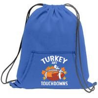 Turkey And Touchdowns Funny Thanksgiving Football Great Gift Sweatshirt Cinch Pack Bag