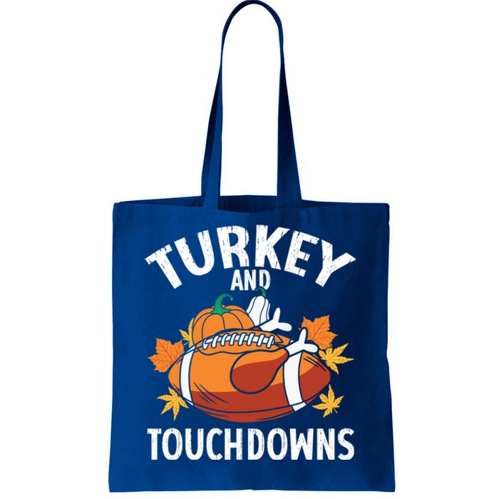 Turkey And Touchdowns Funny Thanksgiving Football Great Gift Tote Bag