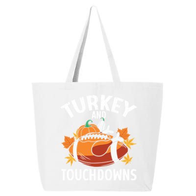 Turkey And Touchdowns Funny Thanksgiving Football Great Gift 25L Jumbo Tote