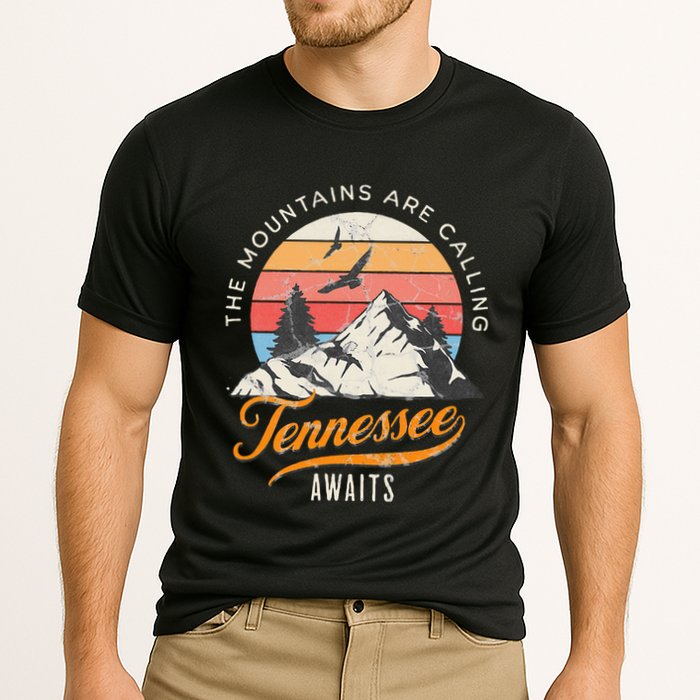 Tennessee Awaits The Mountains Are Calling Smokey Mountains Cooling Performance Crew T-Shirt