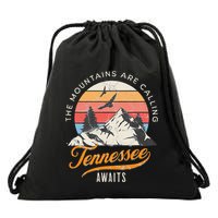 Tennessee Awaits The Mountains Are Calling Smokey Mountains Drawstring Bag
