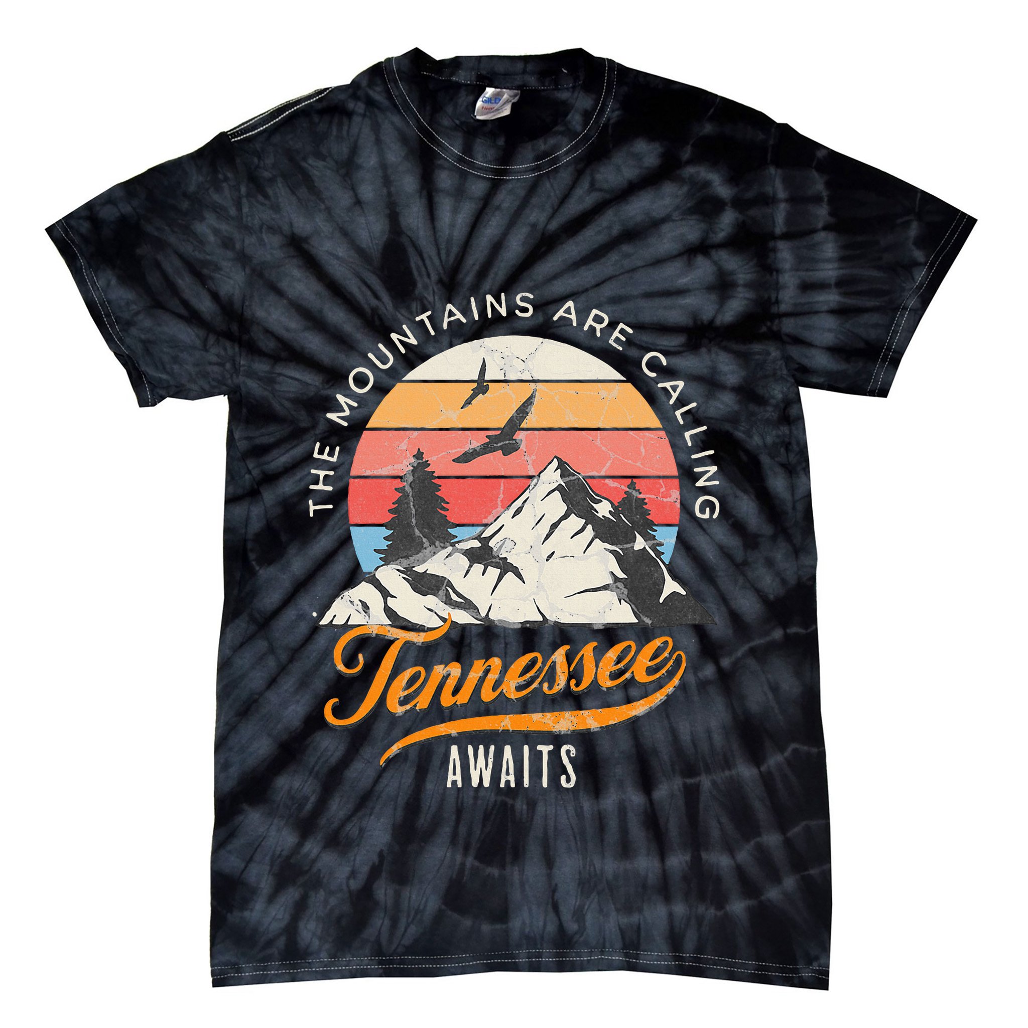 Tennessee Awaits The Mountains Are Calling Smokey Mountains Tie-Dye T-Shirt
