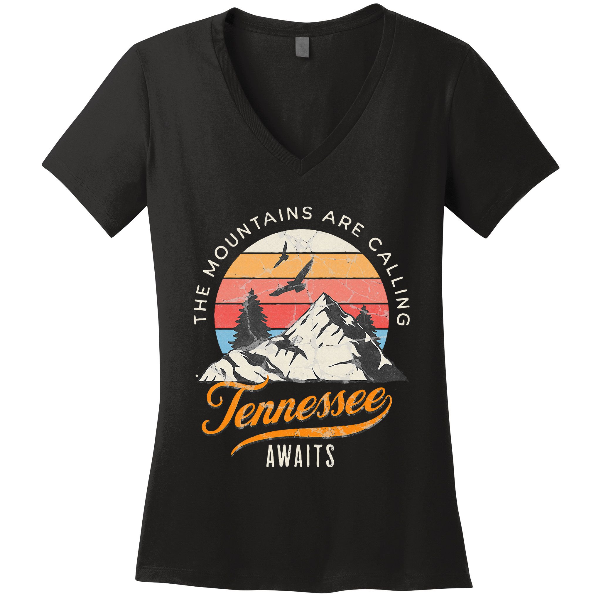 Tennessee Awaits The Mountains Are Calling Smokey Mountains Women's V-Neck T-Shirt