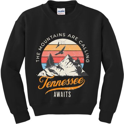 Tennessee Awaits The Mountains Are Calling Smokey Mountains Kids Sweatshirt
