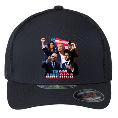 Team America Trump 45 47 Vance Kennedy Gabbard Flexfit Unipanel Trucker Cap