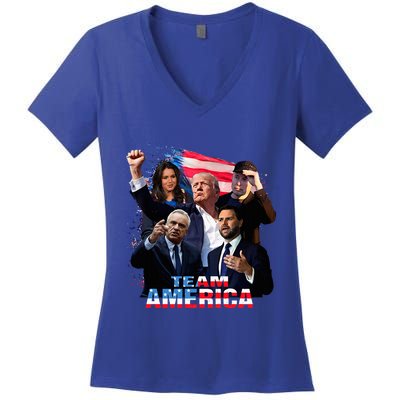 Team America Trump 45 47 Vance Kennedy Gabbard Women's V-Neck T-Shirt