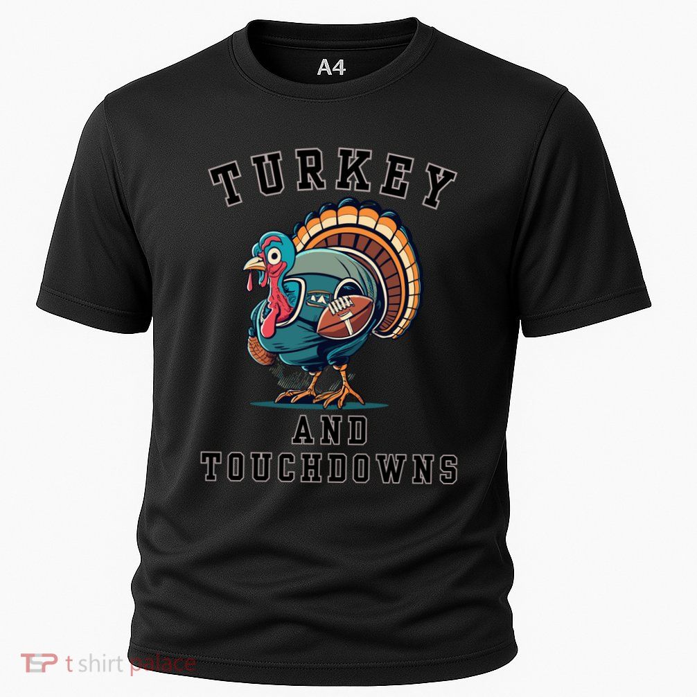 Turkey And Touchdowns Funny Ugly Thanksgiving Gift Cooling Performance Crew T-Shirt