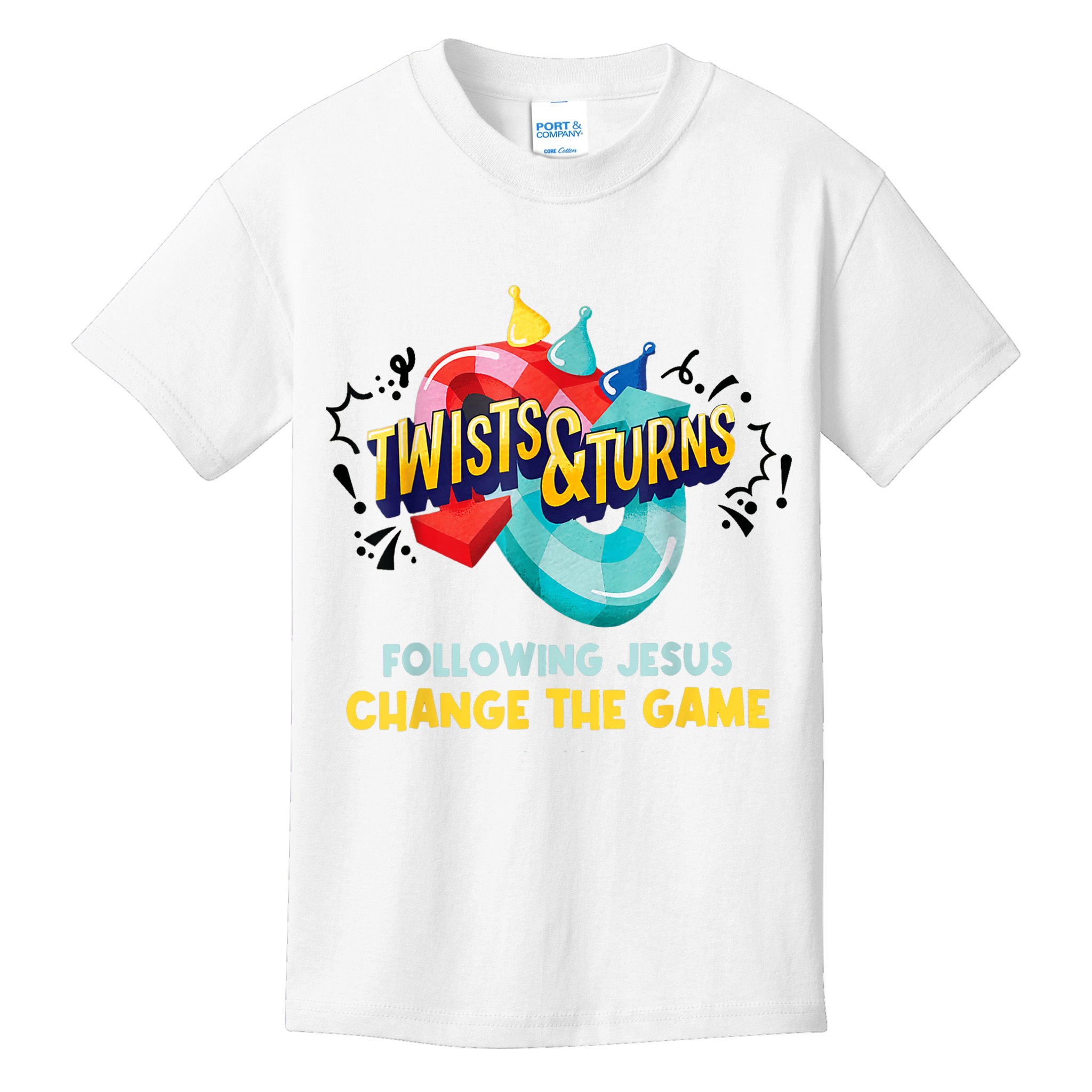 Twists And Turns VBS Follow Jesus Change The Games Kids T-Shirt