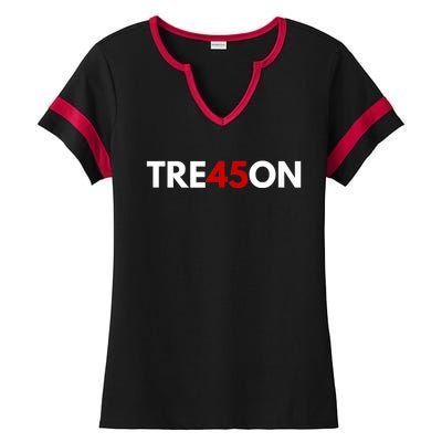 TRE45ON Anti Trump Treason 45 Ladies Halftime Notch Neck Tee